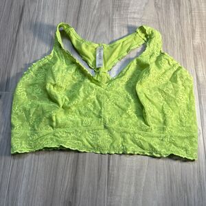 Cacique Bralette Bra Line Green Lace Unlined Wire Free Size 18/20